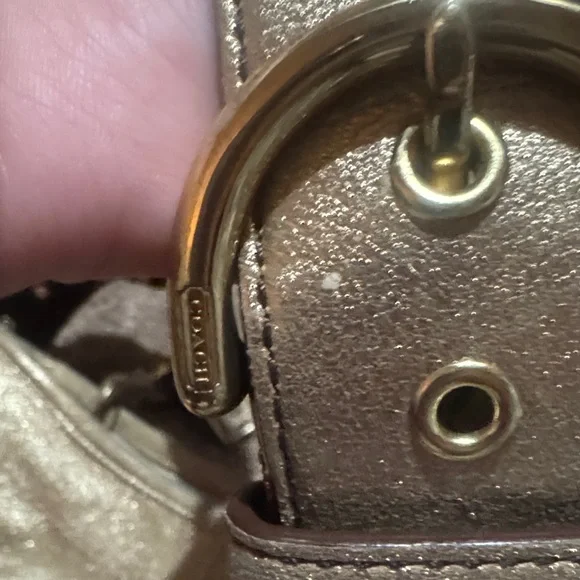Metallic Coach Gold Shoulder Bag with Matching Belt Vintage Inspired - Picture 6 of 8
